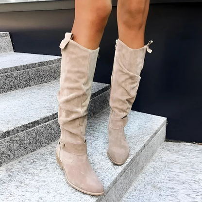 Belinda Women's Boots in Suede with a Zip and a Block Heel, photo 2