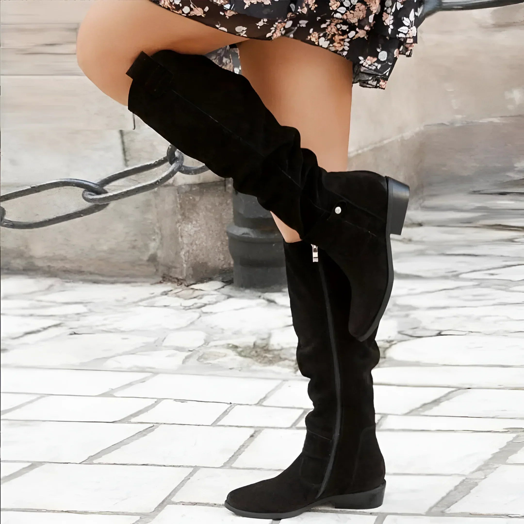 Belinda Women's Boots in Suede with a Zip and a Block Heel, photo 8