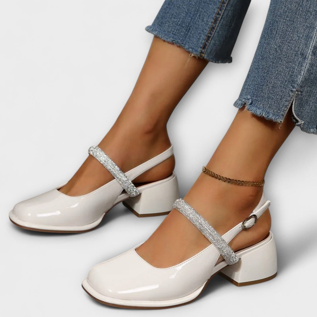Bernadette Women's Sandals with a Block Heel in White, photo 1