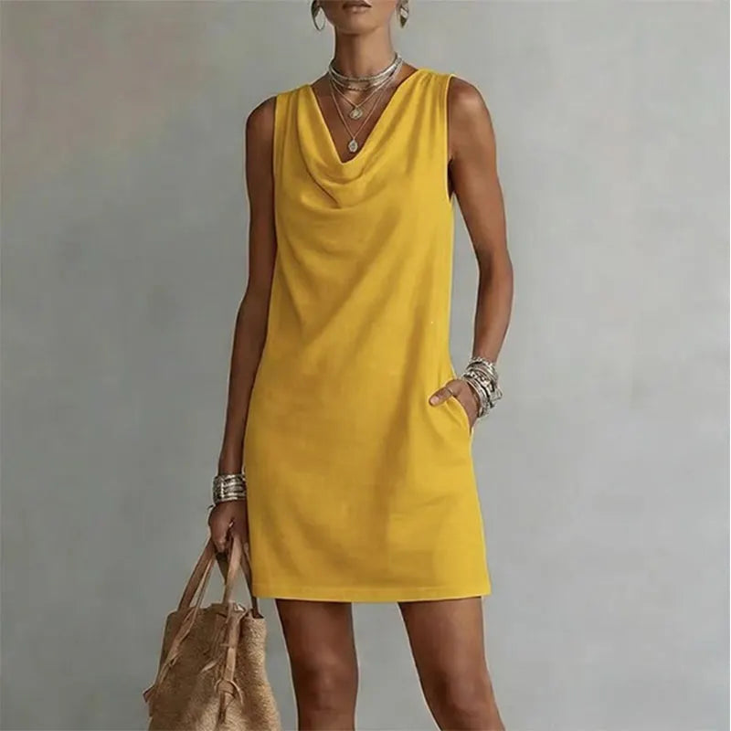 Briony Women's Sleeveless Mini Dress with Draped Neck, photo 2