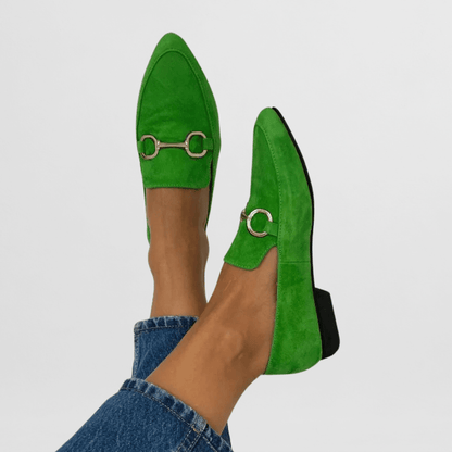 Carmen Women's Loafers with a Flat Sole in Green, photo 2