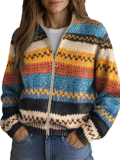 Carol Women's Cardigan in Knit with Stripes, photo 2