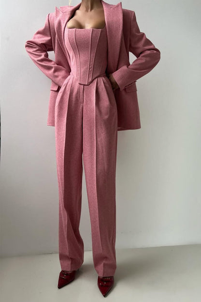 Catalina Women's Co-ord Set with Wide Legs with Lapels and Pleats, photo 2
