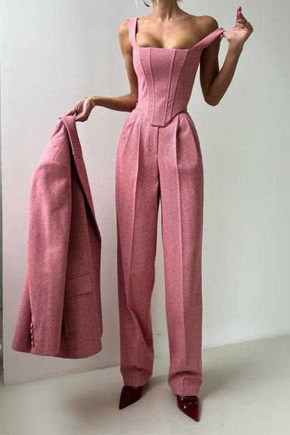 Catalina Women's Co-ord Set with Wide Legs with Lapels and Pleats, photo 9
