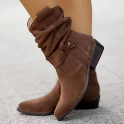 Christa Women's Boots with a Zip and a Block Heel in Beige, photo 7