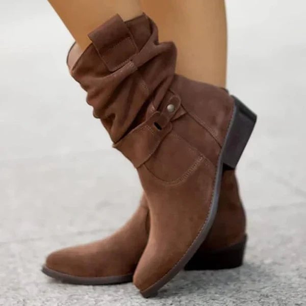 Christa Women's Boots with a Zip and a Block Heel in Beige, photo 7