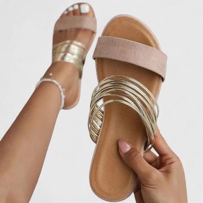 Cindy Women's Sandals with a Flat Sole in White, photo 4