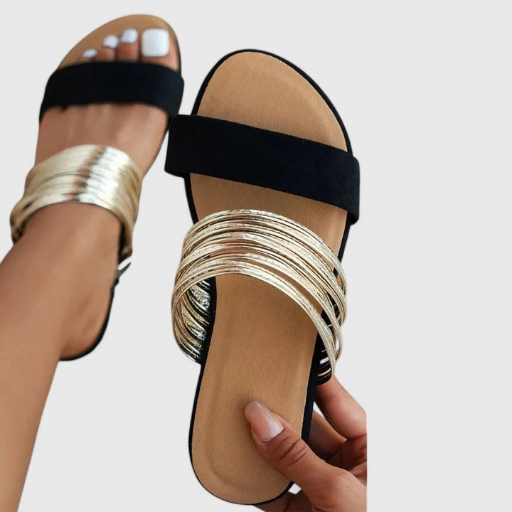 Cindy Women's Sandals with a Flat Sole in White, photo 6