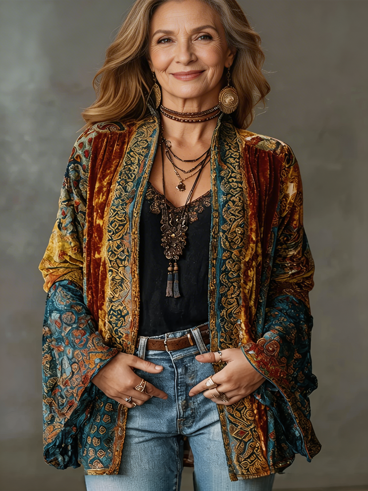 Clemence Women's Bohemian Kimono Jacket, photo 1