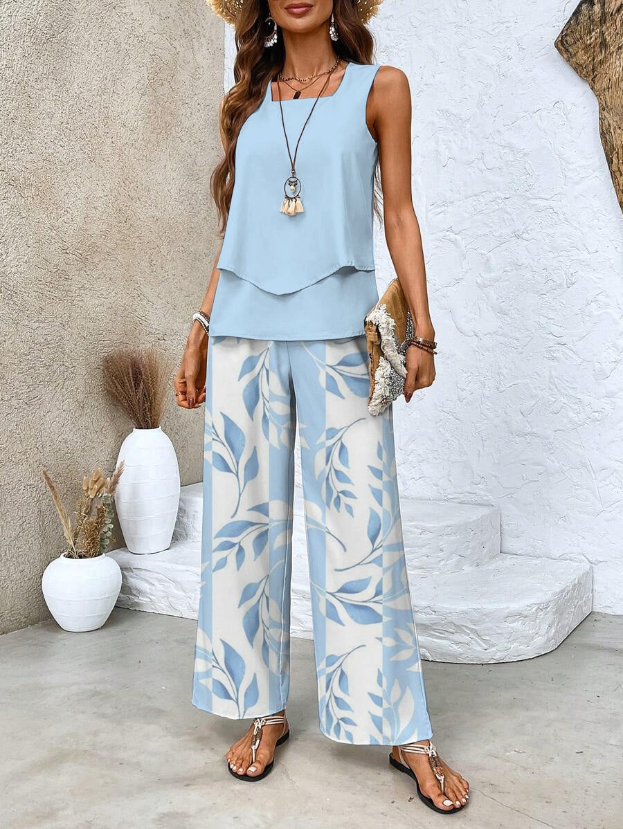 Della Women's Co-ord Set with Wide Legs with a Round Neck and an All-over Print, photo 1