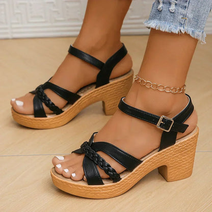 Eve Women's Sandals with a Buckle and a Block Heel, photo 1