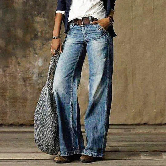 Hollie Women's Jeans in Denim with Wide Legs in Light Blue, photo 1