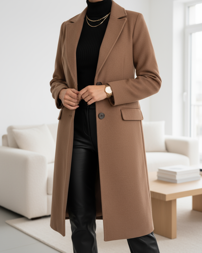 Jade Women's Coat in a Long Cut with Lapels with Buttons, photo 3
