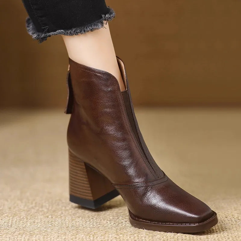 Jolene Women's Leather Ankle Boots with V Cut, photo 1