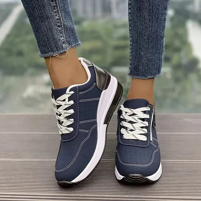 Joy Women's Sneakers with Laces and a Wedge Heel in Blue, photo 2