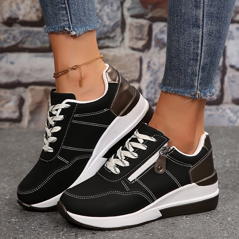 Joy Women's Sneakers with Laces and a Wedge Heel in Blue, photo 3