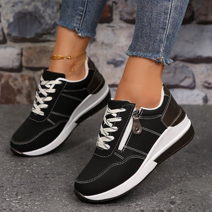 Joy Women's Sneakers with Laces and a Wedge Heel in Blue, photo 4