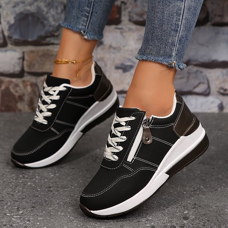 Joy Women's Sneakers with Laces and a Wedge Heel in Blue, photo 4