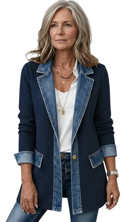 Kelly Women's Sweater in Ribbed Knit with Lapels and Pockets, photo 10