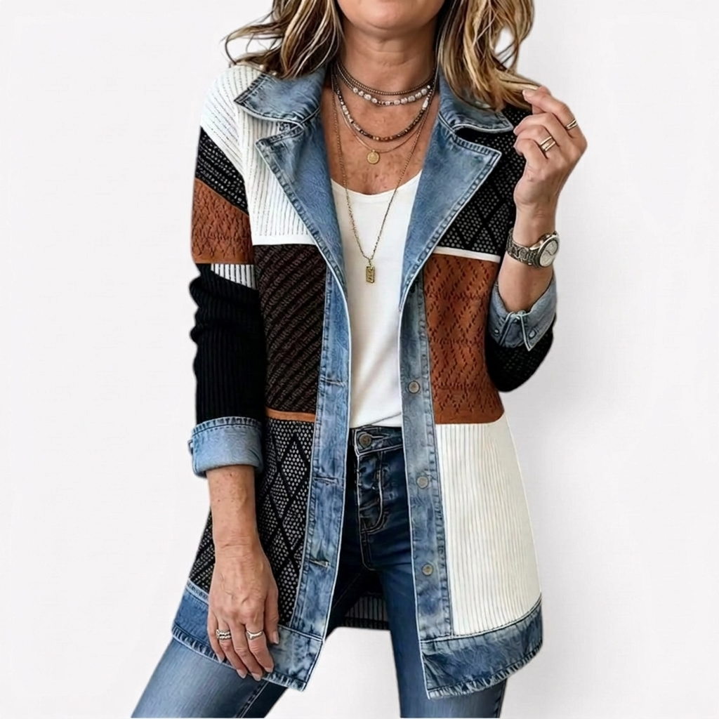 Kelly Women's Sweater in Ribbed Knit with Lapels and Pockets, photo 4