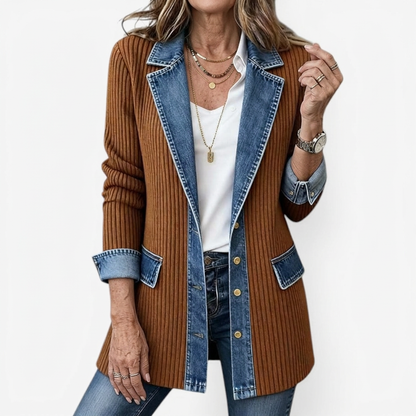 Kelly Women's Sweater in Ribbed Knit with Lapels and Pockets, photo 6