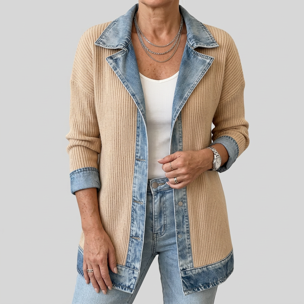 Kelly Women's Sweater in Ribbed Knit with Lapels and Pockets, photo 7