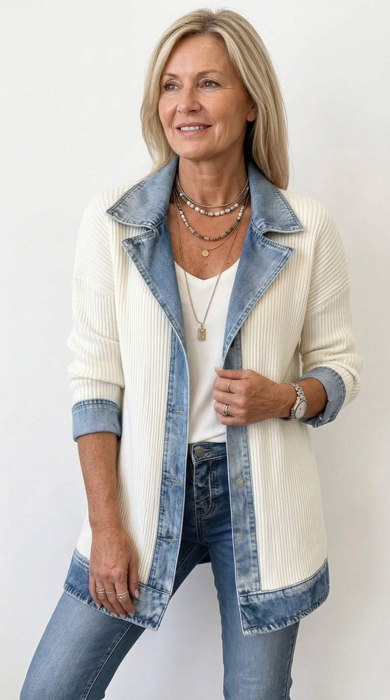 Kelly Women's Sweater in Ribbed Knit with Lapels and Pockets, photo 9