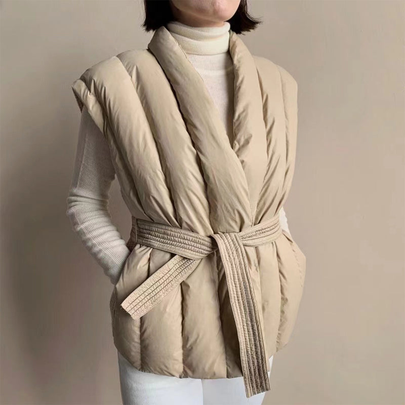 Lottie Women's Puffer Jacket with a Wrap Front Sleeveless and Quilting, photo 3