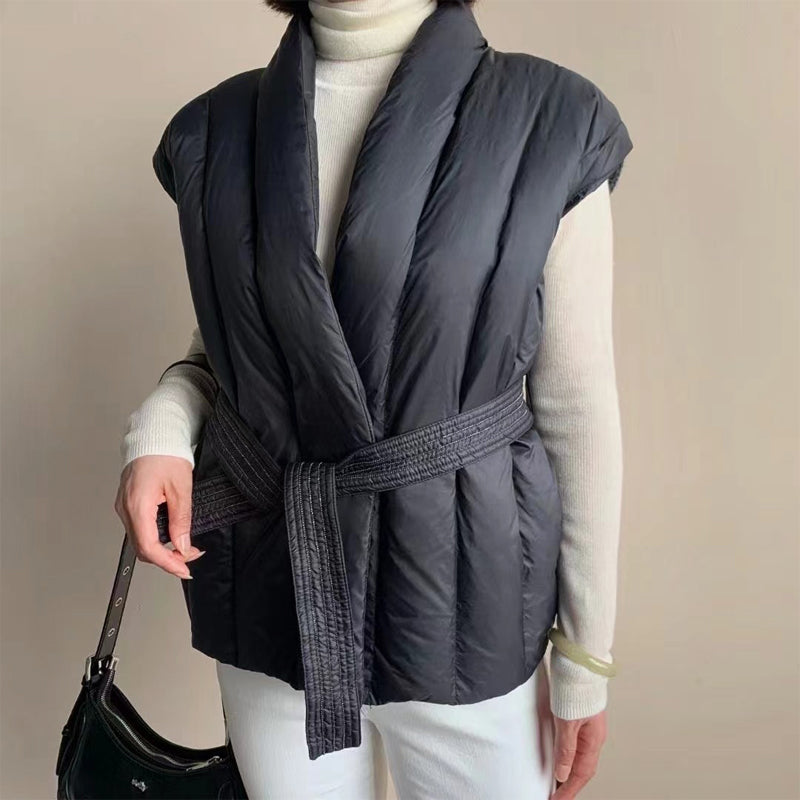 Lottie Women's Puffer Jacket with a Wrap Front Sleeveless and Quilting, photo 5