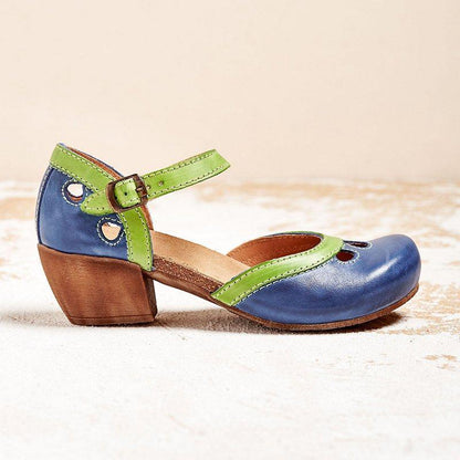 Maya Women's Mary Jane Shoes with a Buckle and a Block Heel and Colour Blocking, photo 2