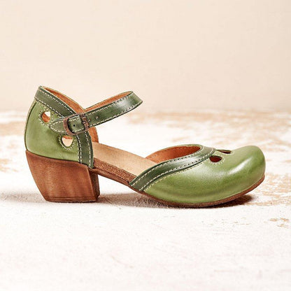 Maya Women's Mary Jane Shoes with a Buckle and a Block Heel and Colour Blocking, photo 8