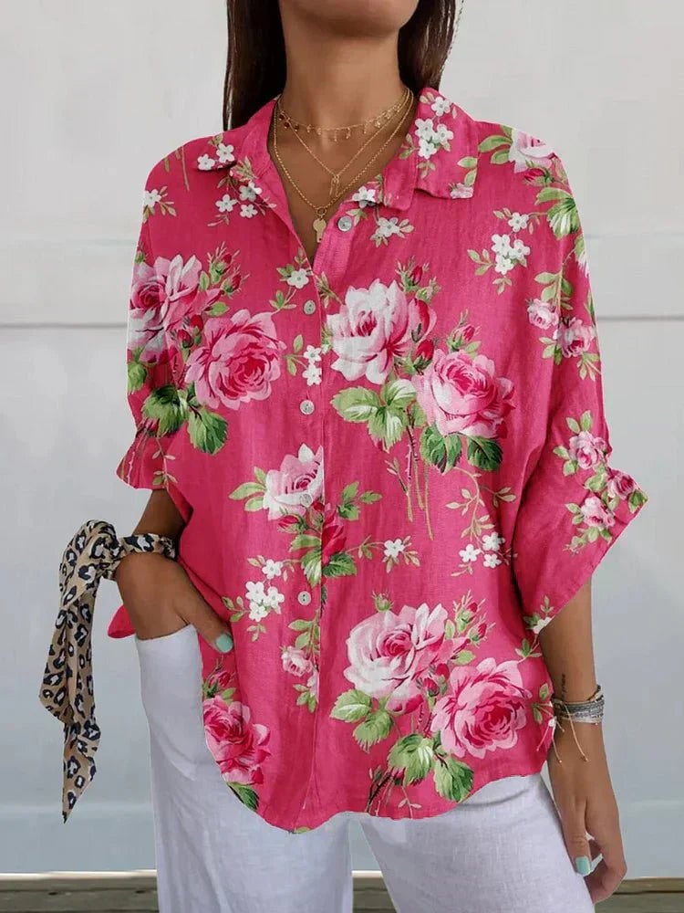 Meg Women's Blouse with a Classic Collar with Long Sleeves and a Floral Print, photo 1