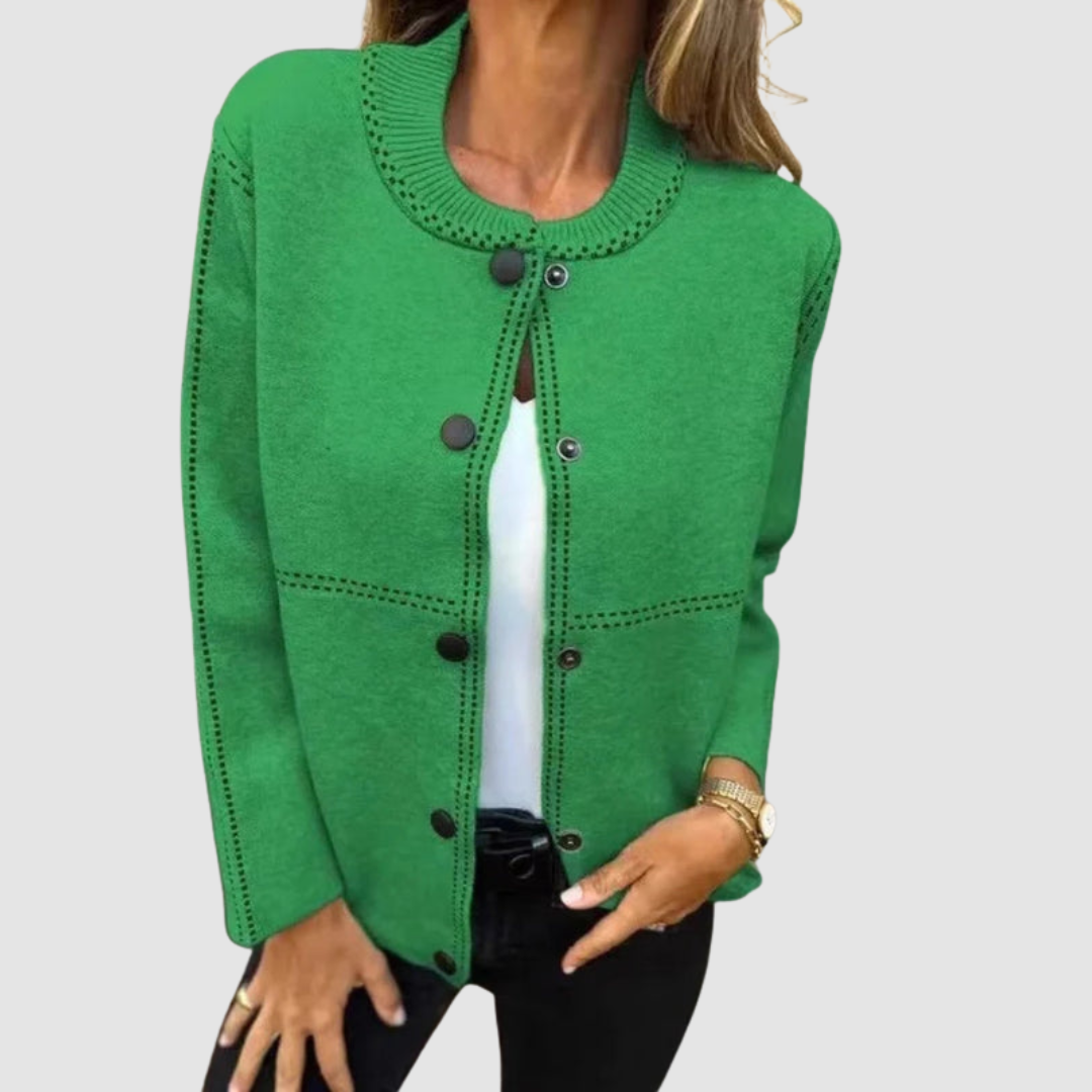 Melissa Women's Jacket with a Round Neck with Buttons and Pockets, photo 1