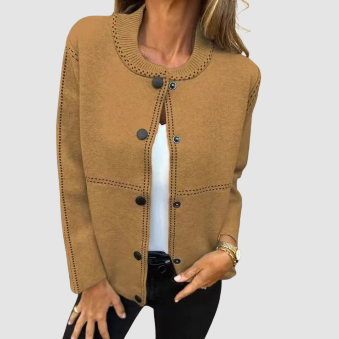 Melissa Women's Jacket with a Round Neck with Buttons and Pockets, photo 5