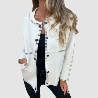Melissa Women's Jacket with a Round Neck with Buttons and Pockets, photo 6