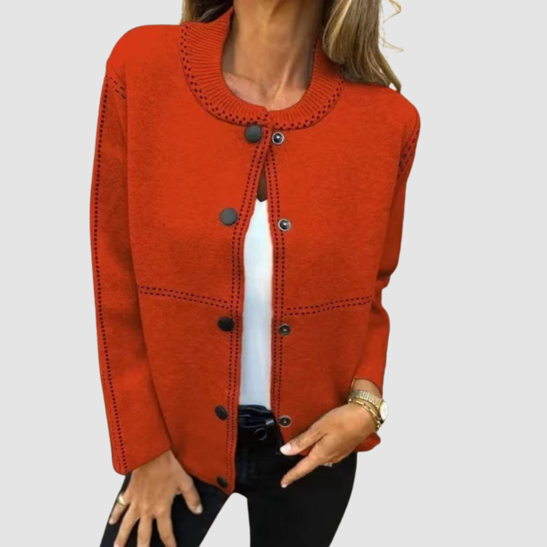 Melissa Women's Jacket with a Round Neck with Buttons and Pockets, photo 7
