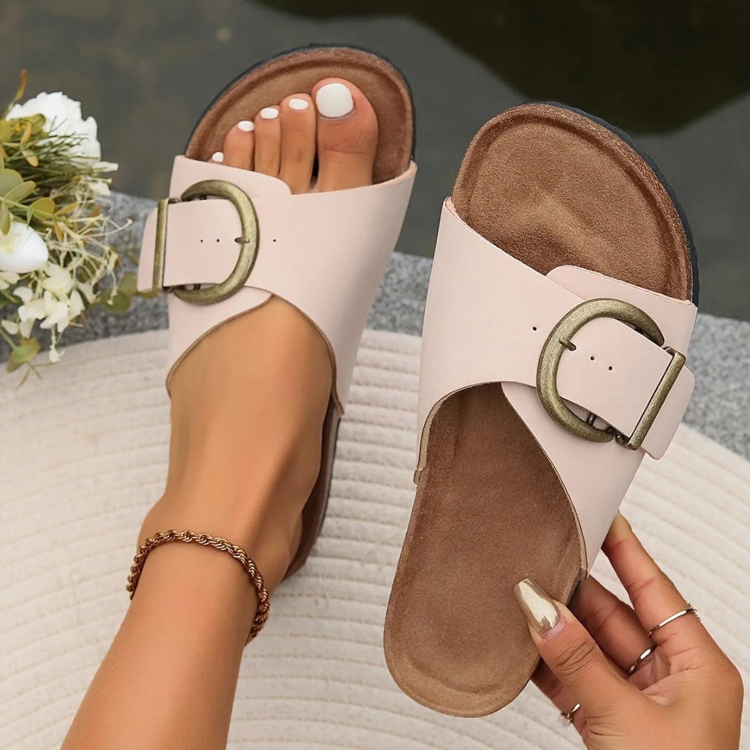 Miranda Women's Sandals with a Buckle and a Flat Sole and Adjustable Straps, photo 1