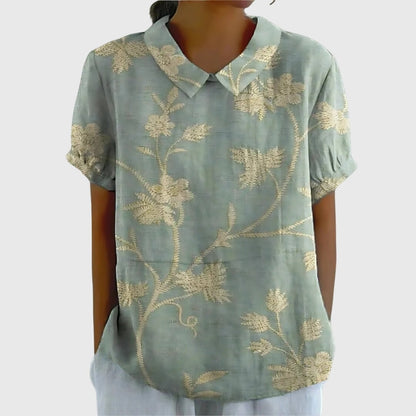 Monica Women's Blouse in a Relaxed Fit with a Floral Print in Yellow, photo 1