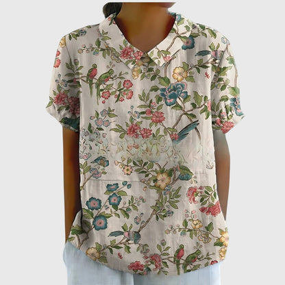 Monica Women's Blouse in a Relaxed Fit with a Floral Print in Yellow, photo 10