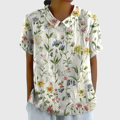 Monica Women's Blouse in a Relaxed Fit with a Floral Print in Yellow, photo 2