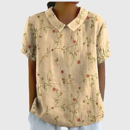 Monica Women's Blouse in a Relaxed Fit with a Floral Print in Yellow, photo 3