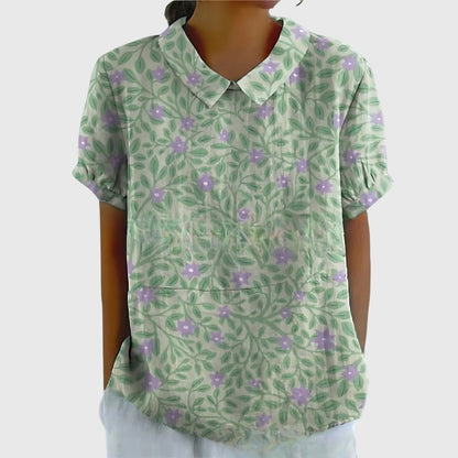 Monica Women's Blouse in a Relaxed Fit with a Floral Print in Yellow, photo 4