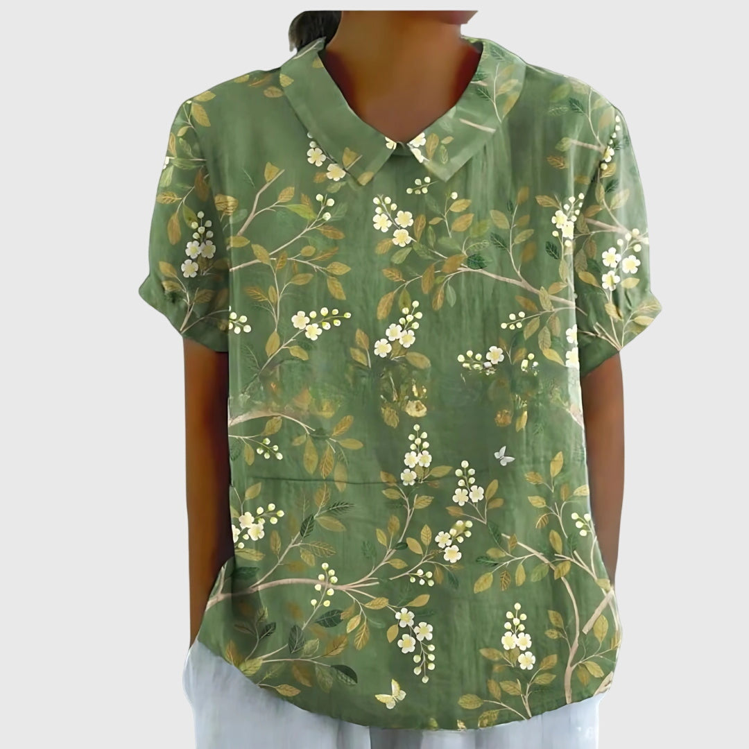 Monica Women's Blouse in a Relaxed Fit with a Floral Print in Yellow, photo 5