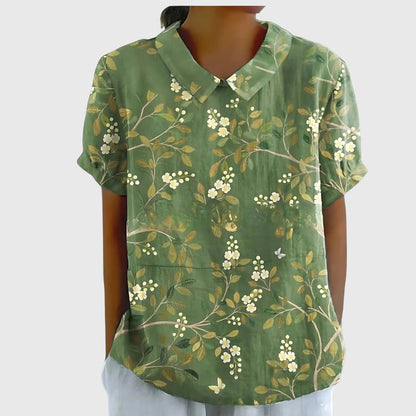 Monica Women's Blouse in a Relaxed Fit with a Floral Print in Yellow, photo 5