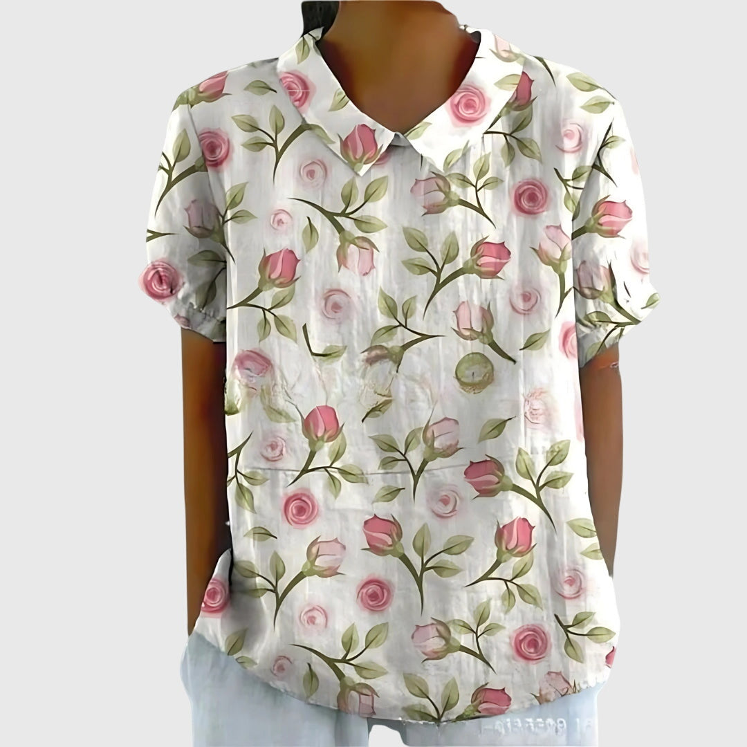 Monica Women's Blouse in a Relaxed Fit with a Floral Print in Yellow, photo 7