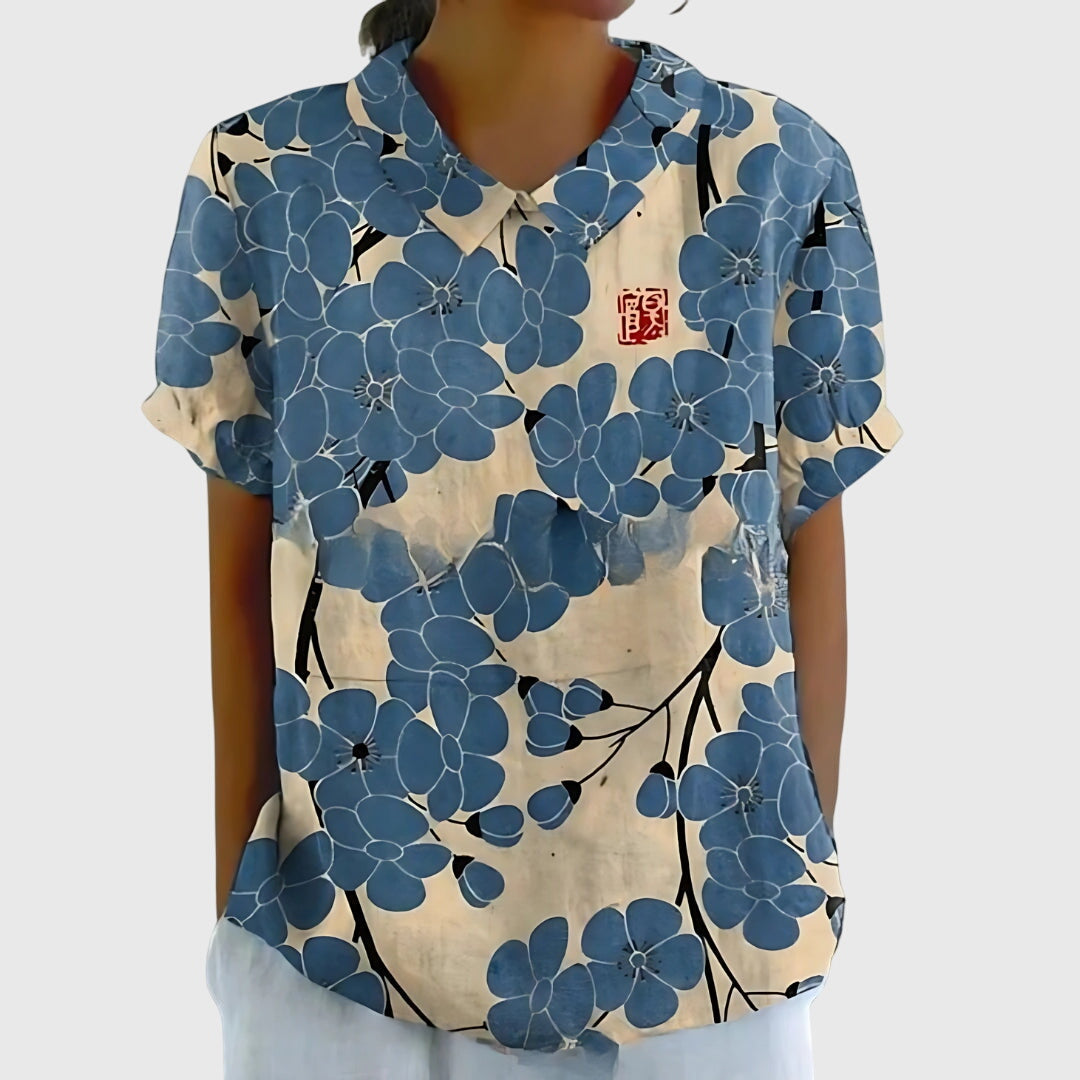 Monica Women's Blouse in a Relaxed Fit with a Floral Print in Yellow, photo 8