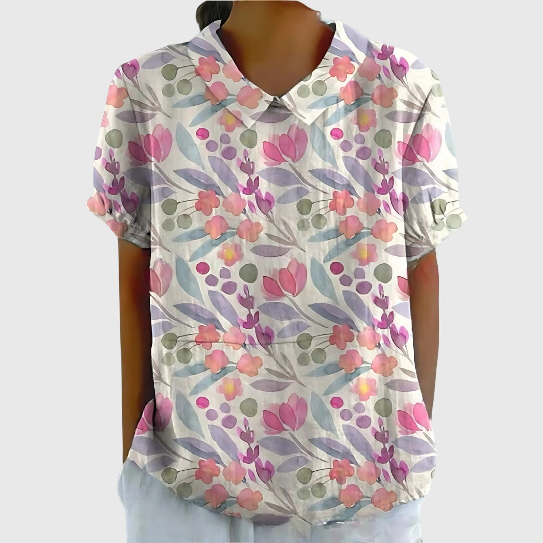 Monica Women's Blouse in a Relaxed Fit with a Floral Print in Yellow, photo 9