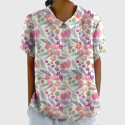 Monica Women's Blouse in a Relaxed Fit with a Floral Print in Yellow, photo 9