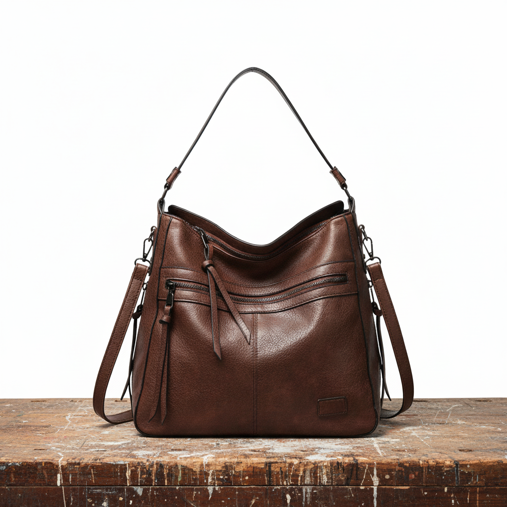 Naomi Leather Bag with Flap Closure, photo 1