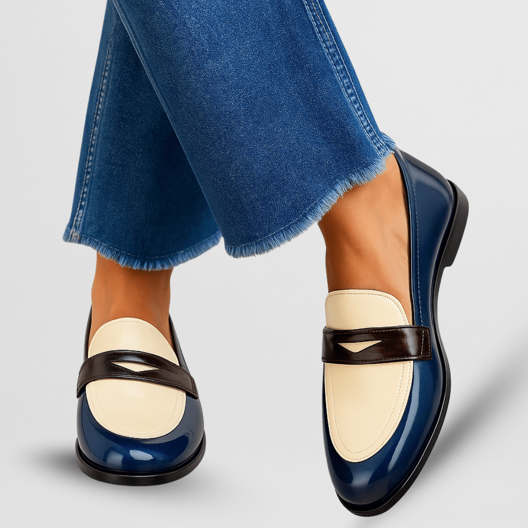 Nell Women's Loafers with Colour Blocking in White, photo 1